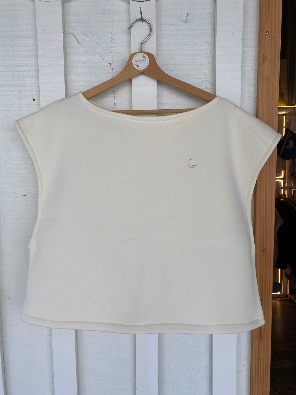 Pull SOFIA - écru, broderie lune