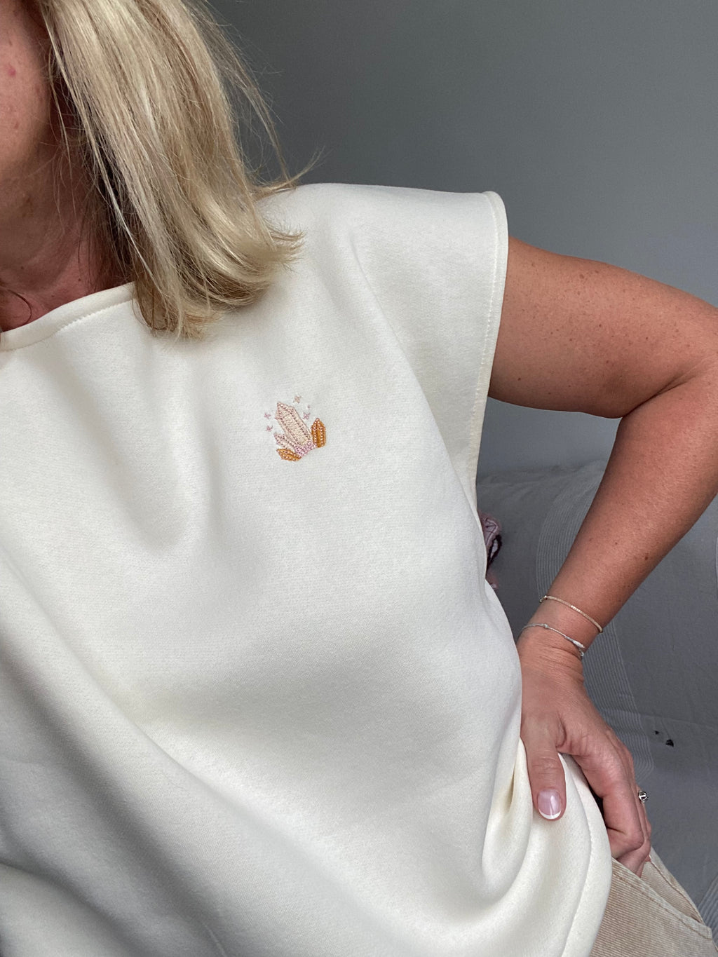 Pull SOFIA - écru, broderie cristaux