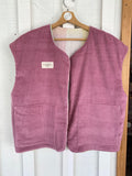 Gilet Suzanne - velours rose et carreaux