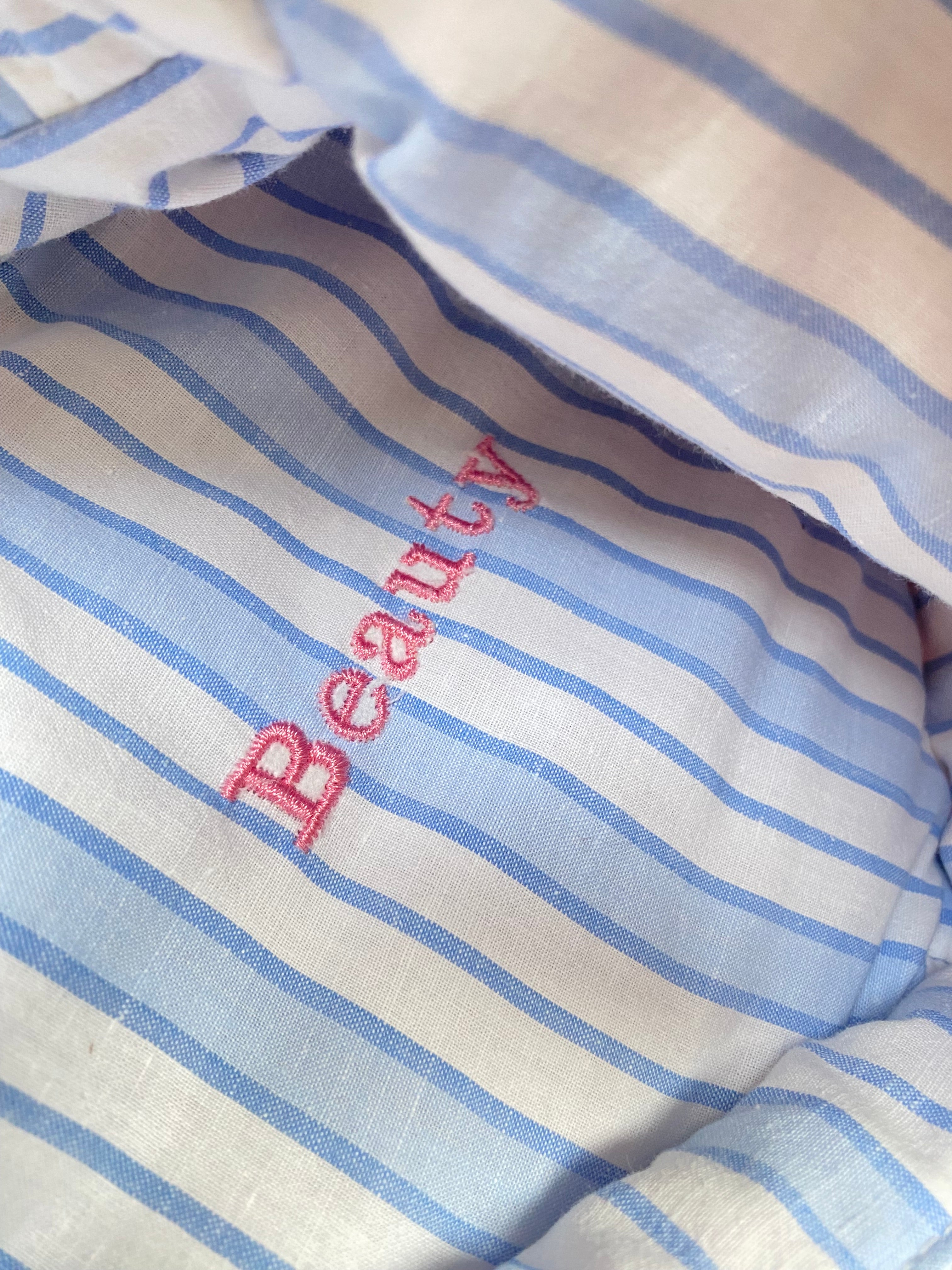 Trousse coeur - Broderie signature artisanale - Pink Blue