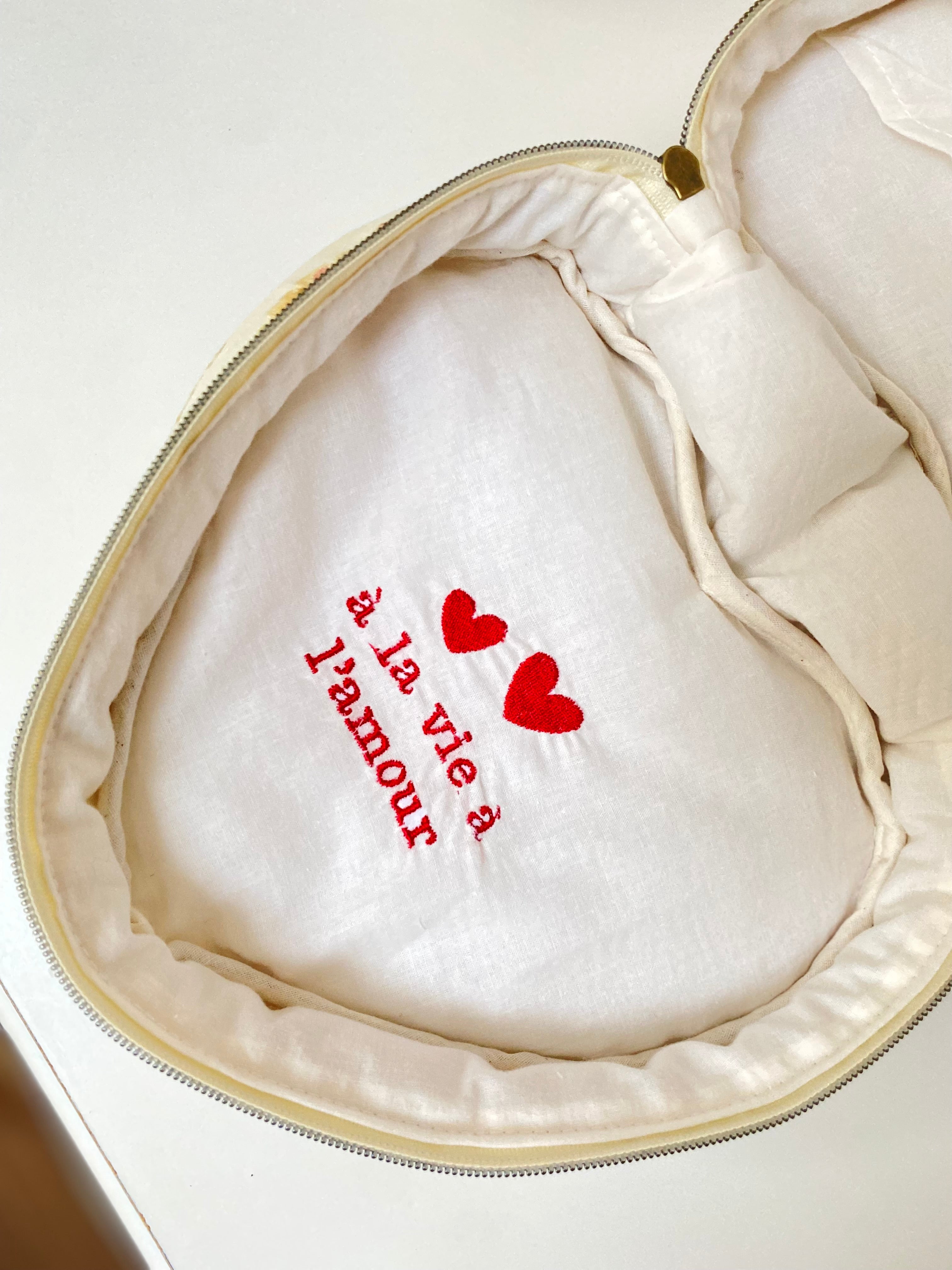 Trousse cœur – Broderie signature artisanale - Flower