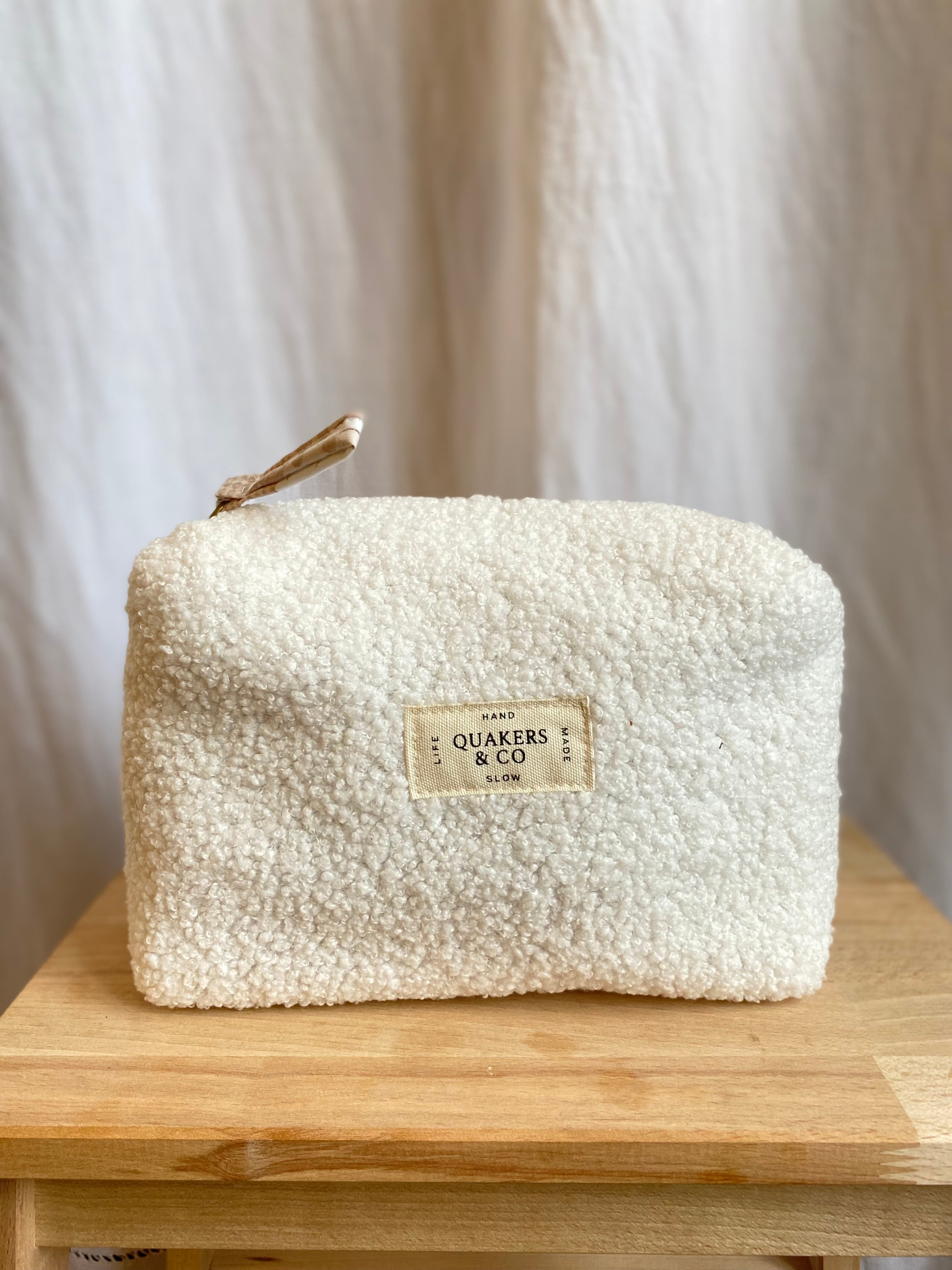 Trousse de toilette rectangulaire à 3 poches - Blanc