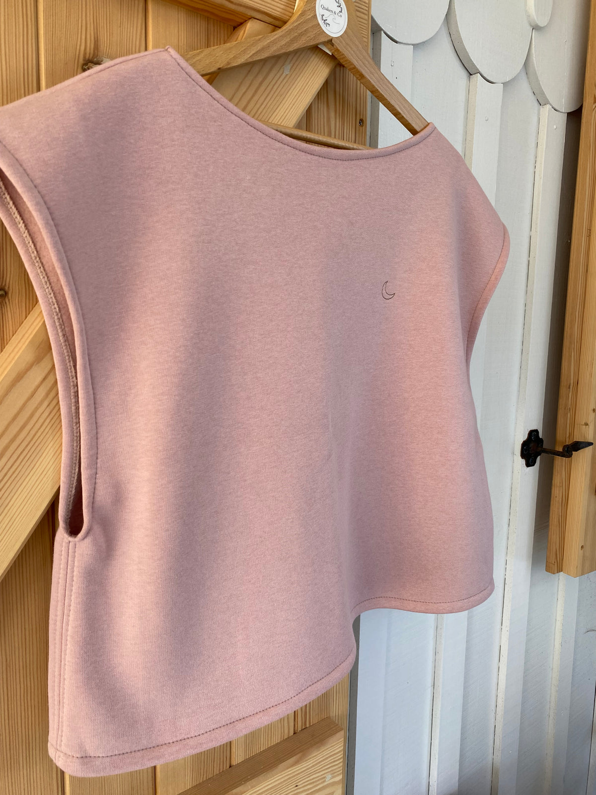 Pull SOFIA - rose, broderie lune