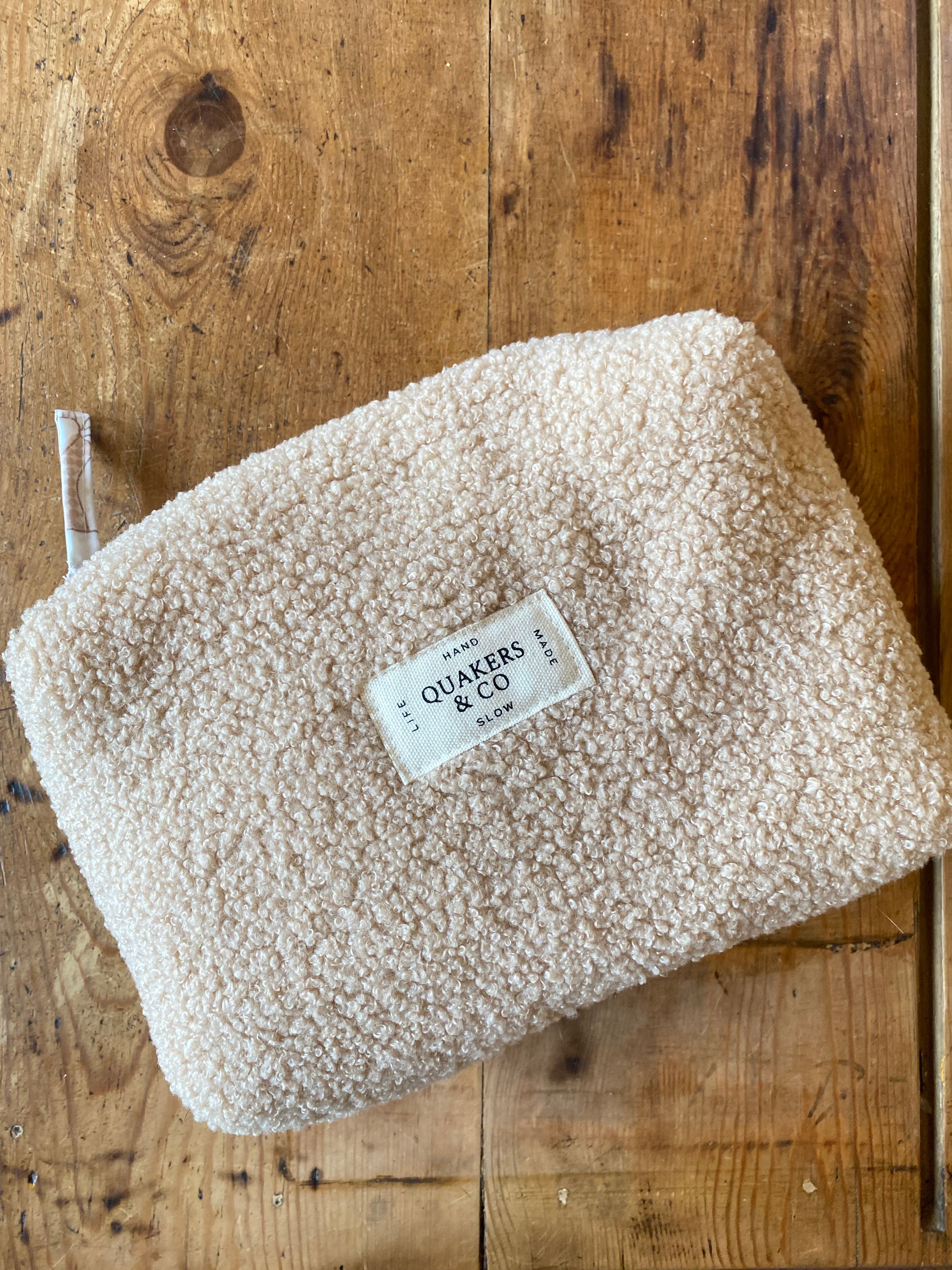 Trousse de toilette rectangulaire à 3 poches - Beige