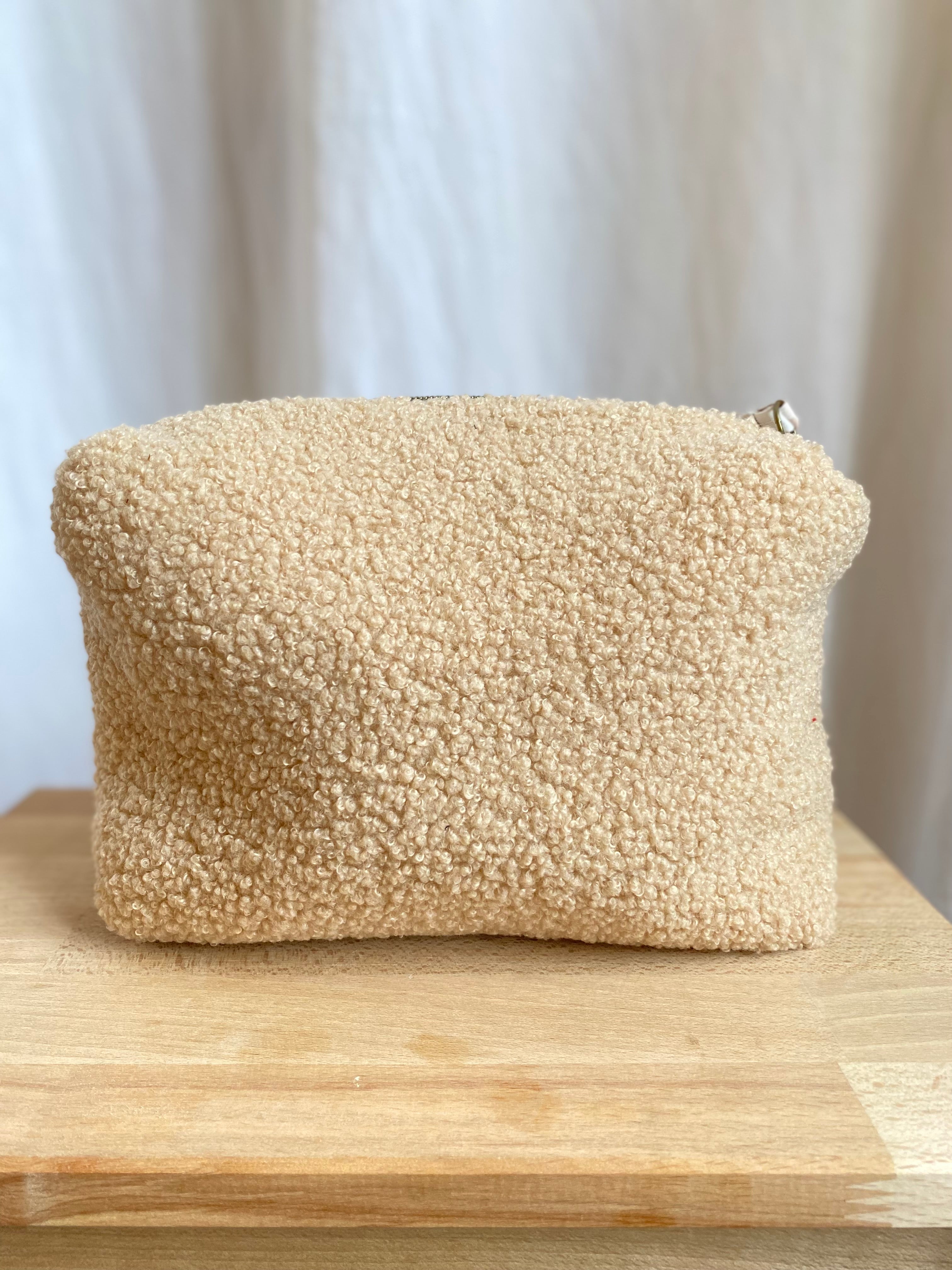 Trousse de toilette rectangulaire à 3 poches - Beige