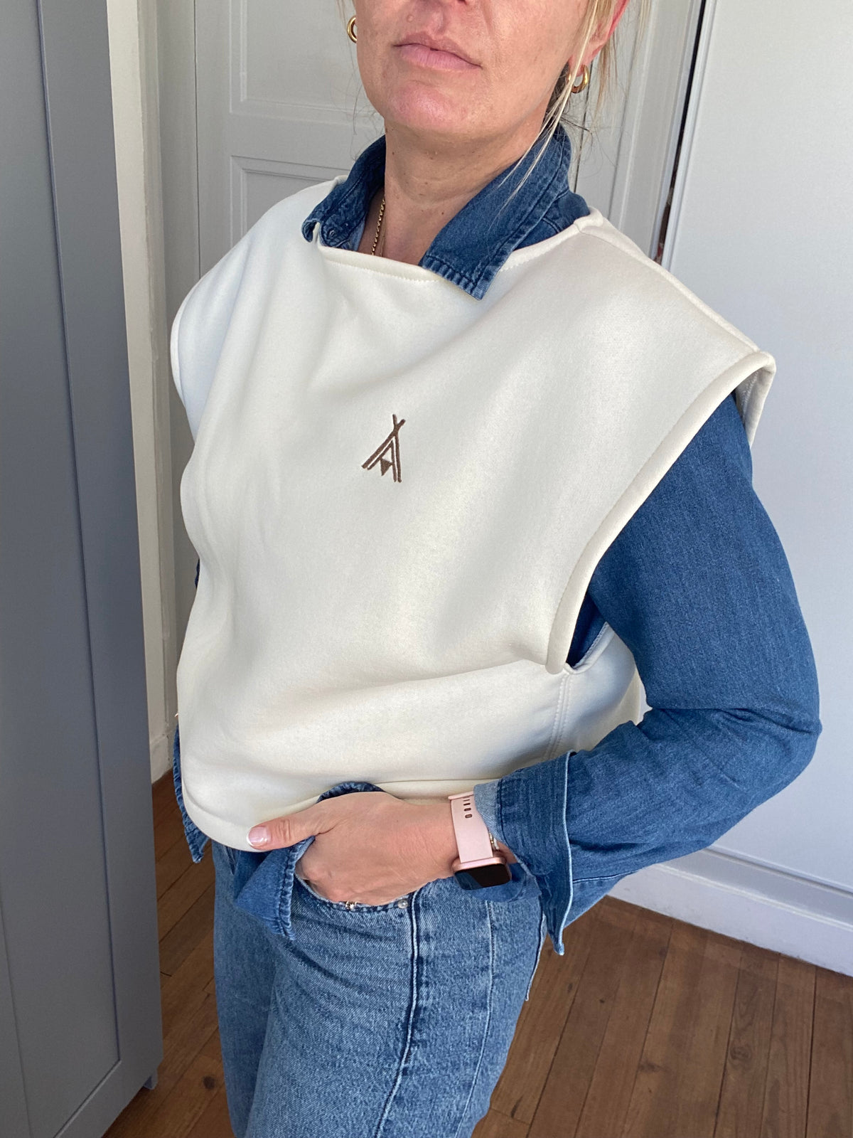Pull SOFIA - écru, broderie ethnique