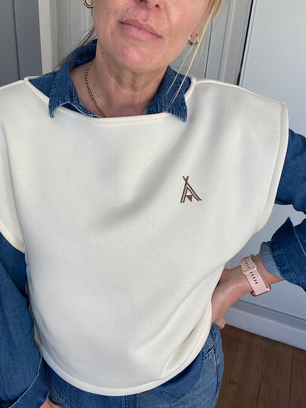 Pull SOFIA - écru, broderie ethnique