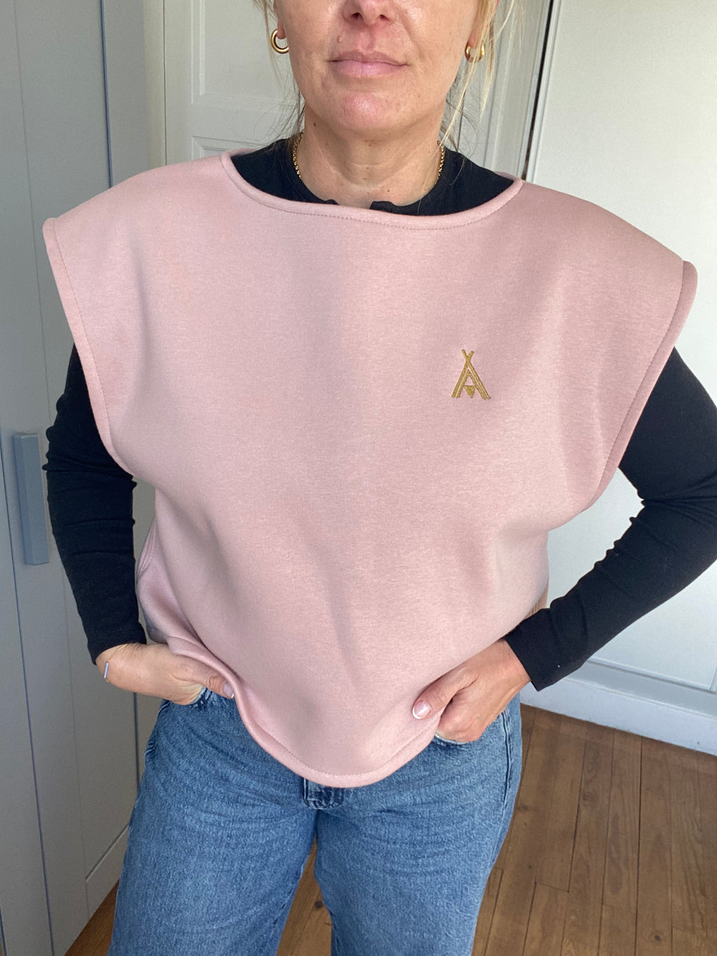Pull SOFIA - rose, broderie éthnique
