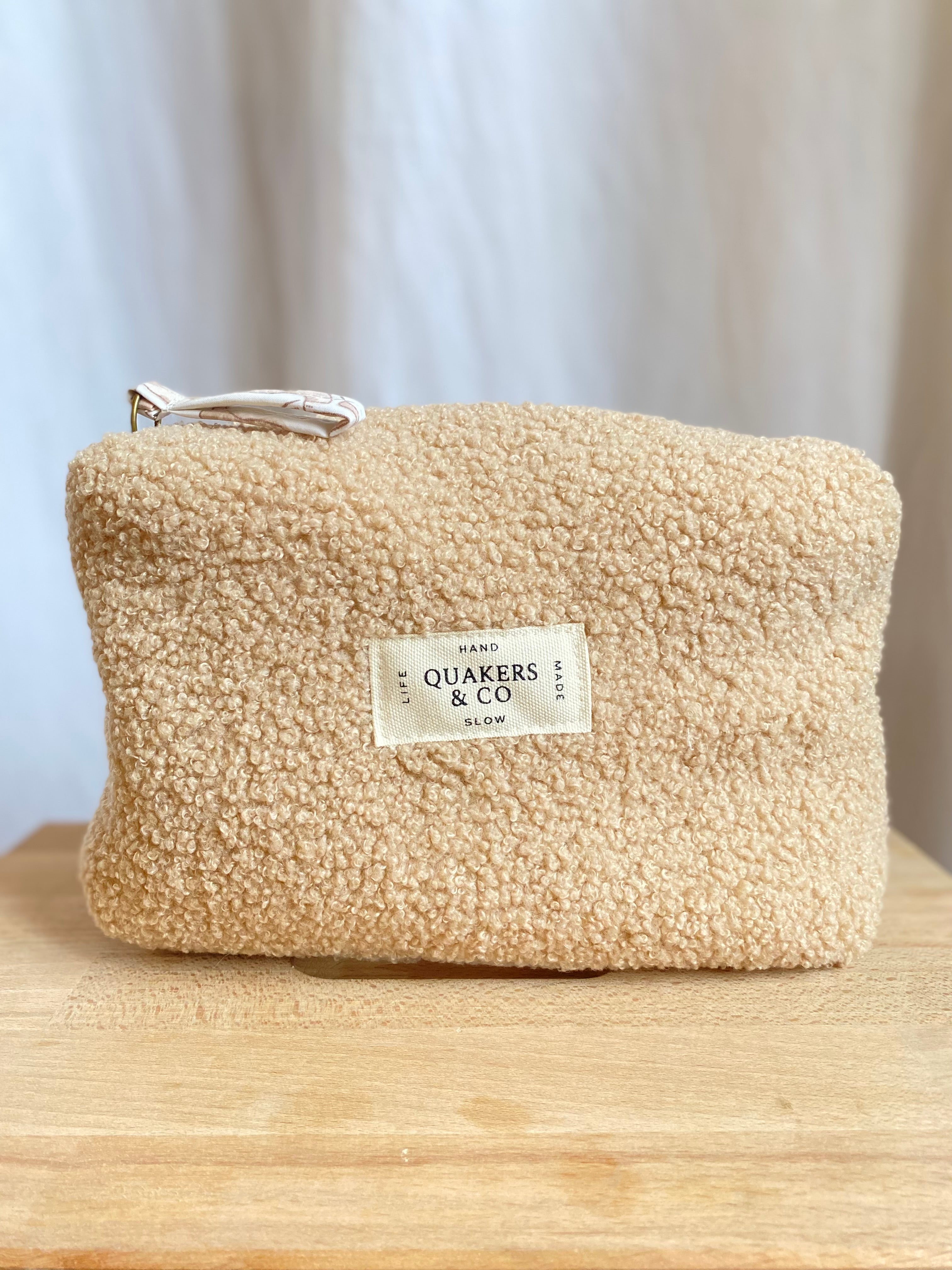 Trousse de toilette rectangulaire à 3 poches - Beige